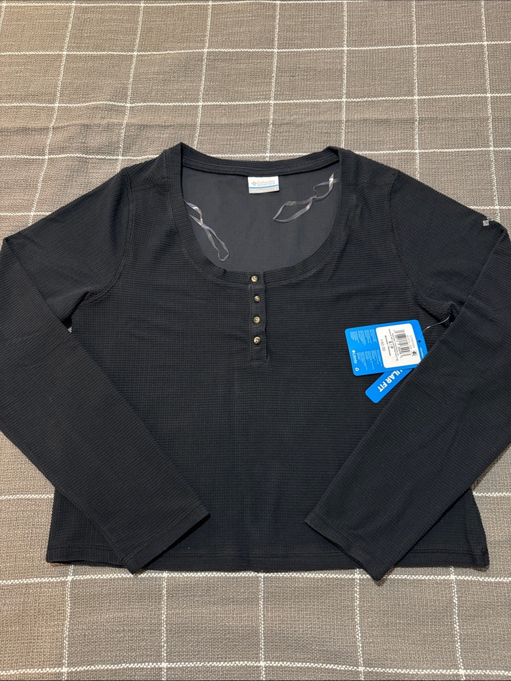 Columbia Brea Falls Black Long-Sleeve Henley Thermal Top